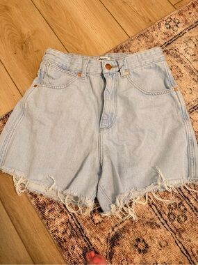 Wrangler Light Wash Frayed Denim Shorts